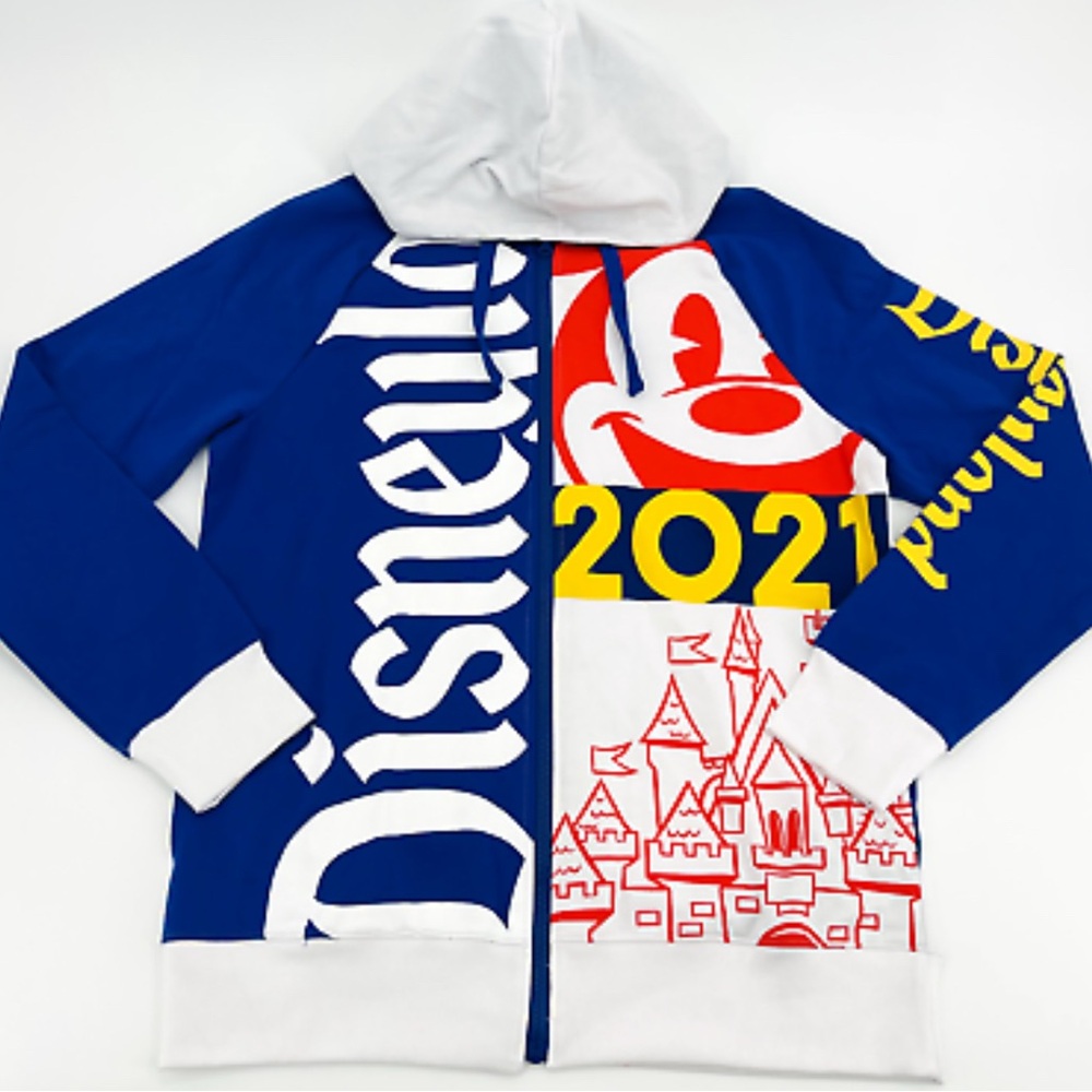 Blue and White Disneyland Sweatshirt with Graphic Design